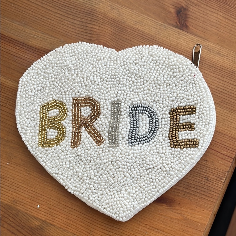 NWOT Heart-Shaped Beaded Bride Clutch or Purse